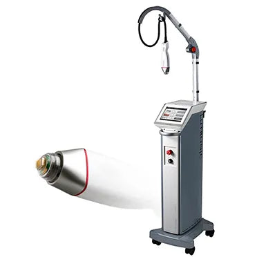 Lutronic Infini RF microneedling device with attached handpiece and cartridge, used for professional skin rejuvenation treatments.